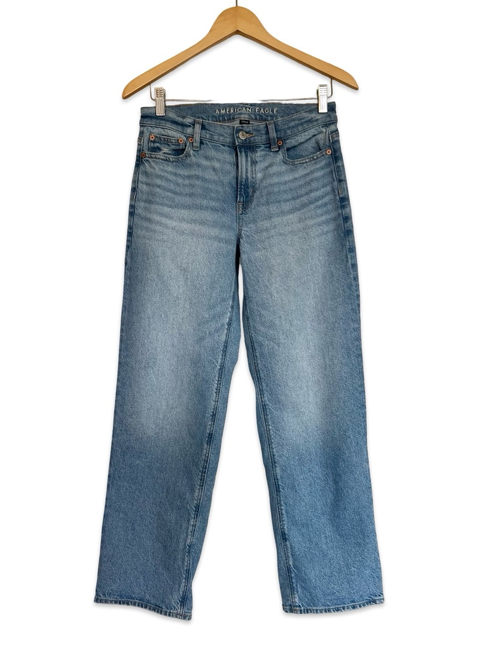 American Eagle Stovepipe Strigid wide leg jeans Size 0 Light wash Casual Loose - Picture 5 of 11